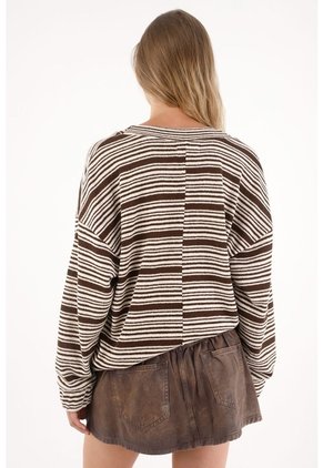Tennis Buzo Crudo Tejido A Rayas Para Mujer