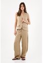 Tennis Chaleco Fit Relajado Con Solapa Amplia En Lino Beige Para Mujer de Tennis