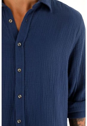 Tennis Camisa Azul Manga Larga Para Hombre