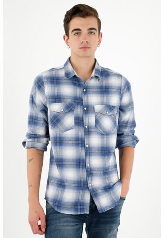 Tennis Camisa Tipo Leñadora Azul Para Hombre Tennis