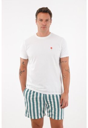 Tennis Pantaloneta De Baño Con Estampada A Rayas Para Hombre