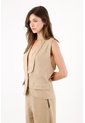 Tennis Chaleco Fit Relajado Con Solapa Amplia En Lino Beige Para Mujer de Tennis
