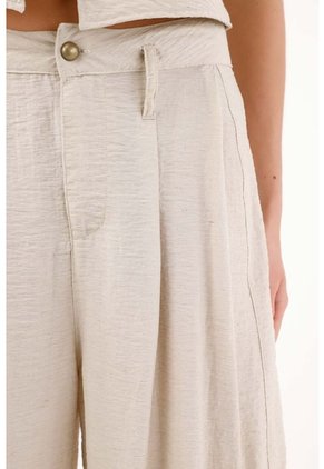 Tennis Pantalón Wide Leg Con Pinzas Frontales En Beige Para Mujer