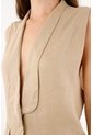 Tennis Chaleco Fit Relajado Con Solapa Amplia En Lino Beige Para Mujer de Tennis