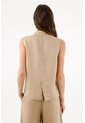 Tennis Chaleco Fit Relajado Con Solapa Amplia En Lino Beige Para Mujer de Tennis