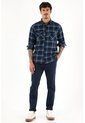 Tennis Camisa Leñadora Con Botones En Madera Azul De Ajuste Cómodo Para Hombre de Tennis
