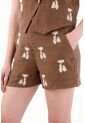 Tennis Short En 100% Lino Con Bordados Café Para Mujer de Tennis