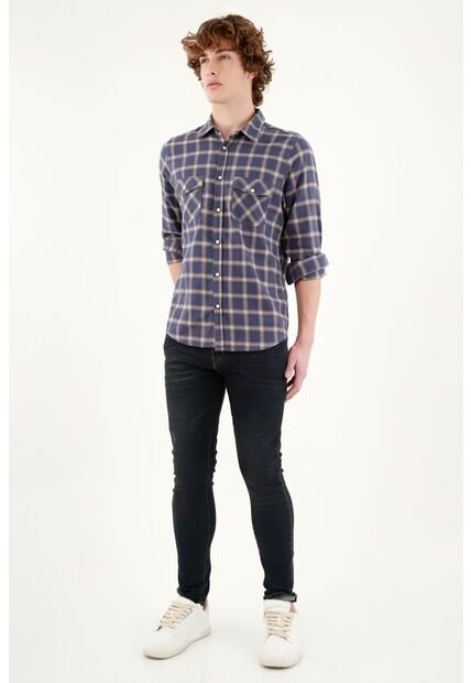 Tennis Camisa Preteñida Azul Para Hombre