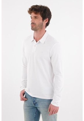 Tennis Polo Manga Larga Blanca Para Hombre