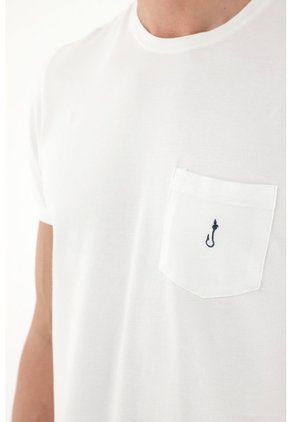 Tennis Camiseta Con Bolsillo Delantero Blanca Para Hombre
