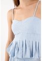Tennis Camisa Corto Fit Relajado Con Doble Volante En Azul Cielo Para Mujer de Tennis