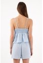 Tennis Camisa Corto Fit Relajado Con Doble Volante En Azul Cielo Para Mujer de Tennis