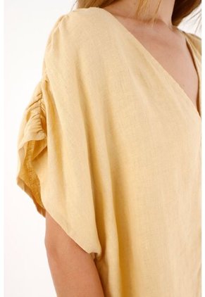 Tennis Camisa Con Escote En V Y Tiras En Espalda Amarilla Para Mujer