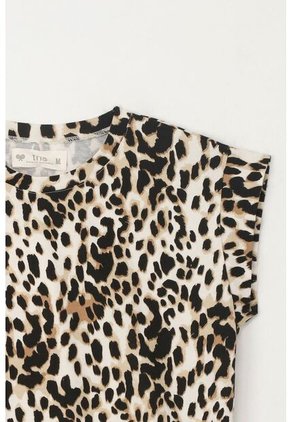 Camiseta Manga Sisa De Animal Print Para Niña