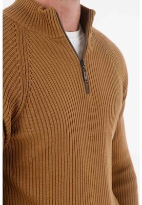 Tennis Buzo De Cuello Alto Café Para Hombre