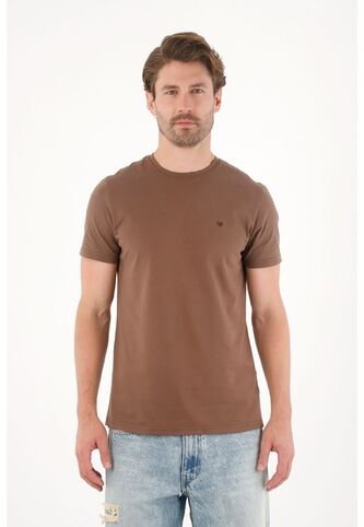 Tennis Camiseta Manga Corta Con Raqueta Bordada Café Para Hombre Tennis