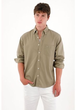 Tennis Camisa Manga Larga Con Bolsillo Verde Para Hombre