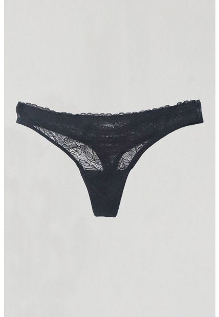 Tennis Panty Tipo Tango Encaje Negro Para Mujer