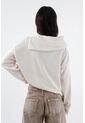 Tennis Buzo Para Mujer En Poliéster Marfil Relajado Con Cuello Envolvente de Tennis