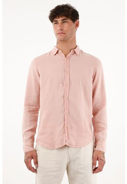 Camisa Manga Larga De 100% Lino Para Hombre