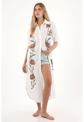 Tennis Vestido Largo Tipo Camisa Manga Larga Crudo Para Mujer Tennis