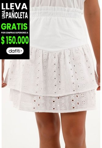 Falda Blanca Corta En Ojalillo Para Niña Tennis