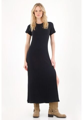 Tennis Vestido Largo Manga Corta Negro Para Mujer Tennis