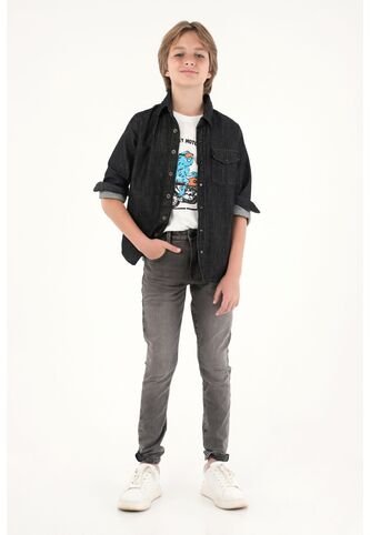 Jean Slim Cinco Bolsillos Negro Para Niño Tennis