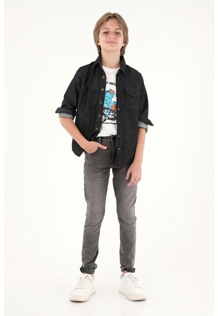 Jean Slim Cinco Bolsillos Negro Para Niño