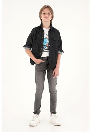 Jean Slim Cinco Bolsillos Negro Para Niño