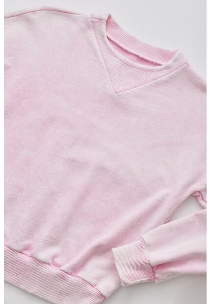 Buzo Rosado Con Efecto Desgaste Para Niña