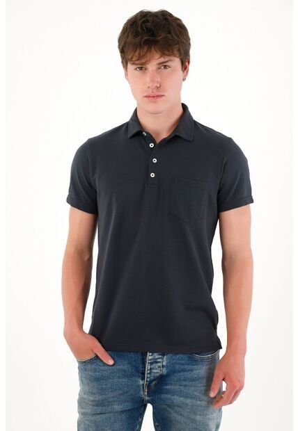 Tennis Camiseta Polo Manga Corta Azul Para Hombre