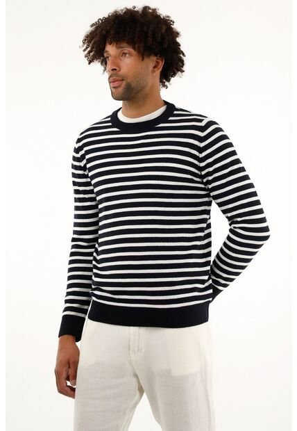 Tennis Buzo Azul Con Diseño A Rayas Para Hombre