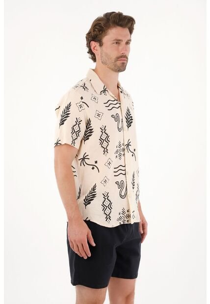 Tennis Camisa Tipo Bowling Con Estampado Para Hombre