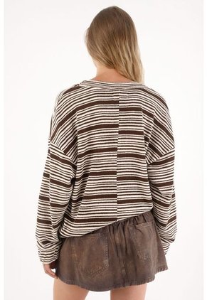 Tennis Buzo Crudo Tejido A Rayas Para Mujer