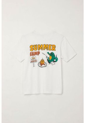 Camiseta Con Estampado Summer Camp Blanca Para Niño