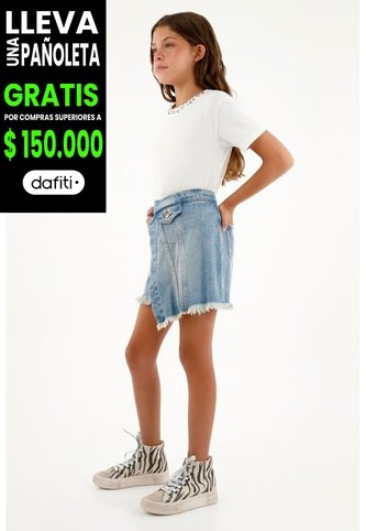 Falda Estilo Short En Denim Para Niña Tennis