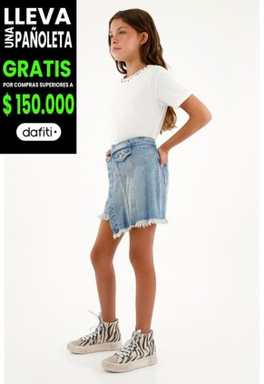 Falda Estilo Short En Denim Para Niña