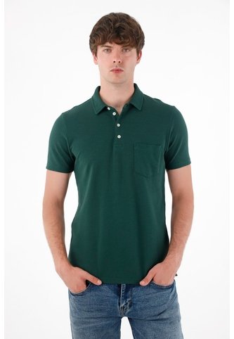 Camiseta Polo Manga Corta Verde Para Hombre Tennis