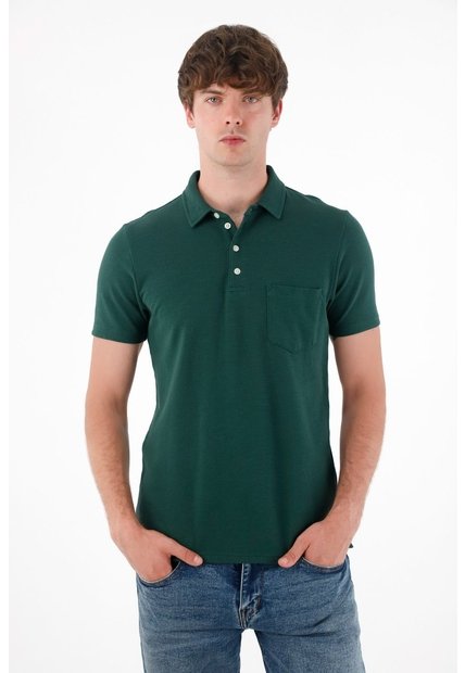 Camiseta Polo Manga Corta Verde Para Hombre