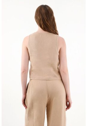 Tennis Chaleco En 100% Lino Crudo Para Mujer
