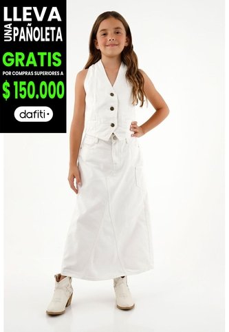 Falda Blanca Cinco Bolsillos Para Niña Tennis