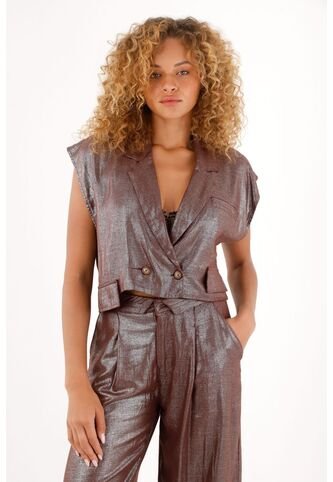 Tennis Chaleco Corto Con Efecto Metalizado Para Mujer Tennis