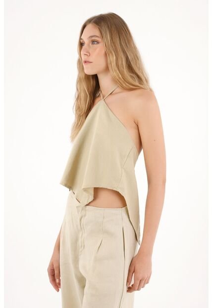 Camisa Con Escote Halter Café Para Mujer