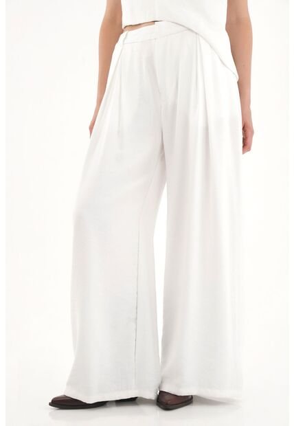 Tennis Pantalón Wide Leg Tipo Sastre Blanco Para Mujer