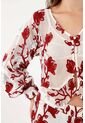 Tennis Camisa Fit Relajado Con Malla Floral En Poliéster Blanco Con Flores Rojas Para Mujer de Tennis