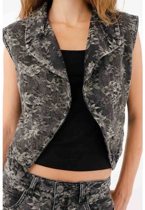 Tennis Chaleco Corto Tipo Blazer Algodón En Negro Para Mujer