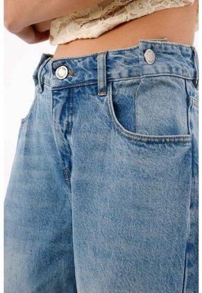 Tennis Jeans Wide Leg Con Bajo Extra Largo En Denin Para Mujer