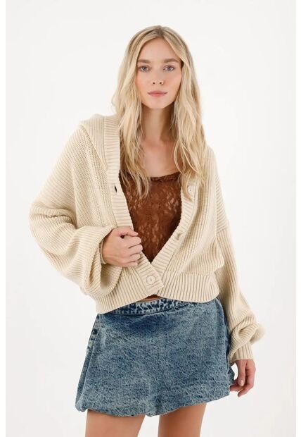 Tennis Buzo Tejido Con Capucha Crudo Para Mujer