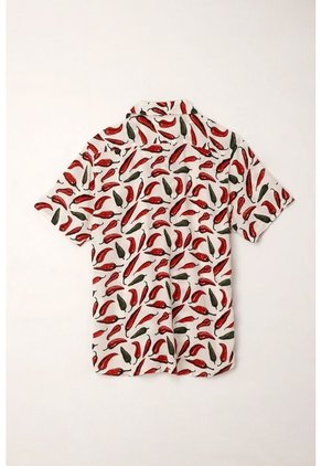Tennis Camisa Tipo Bowling Con Estampado De Chiles Para Hombre